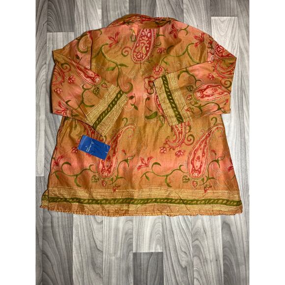 JH Collection V Neck Blouse. Women Size 2X. Red, Brown Paisley Pattern. BNWT - Picture 7 of 7